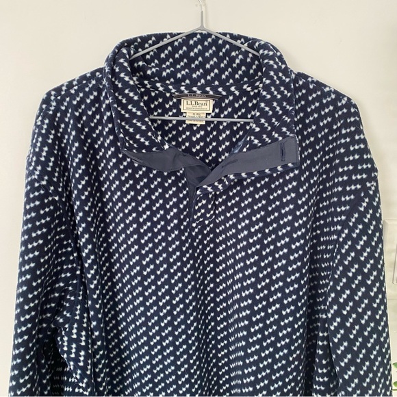 L.L Bean Mens Navy Blue Patterned Fleece Buttoned Sweatshirt Size XL - Picture 2 of 14